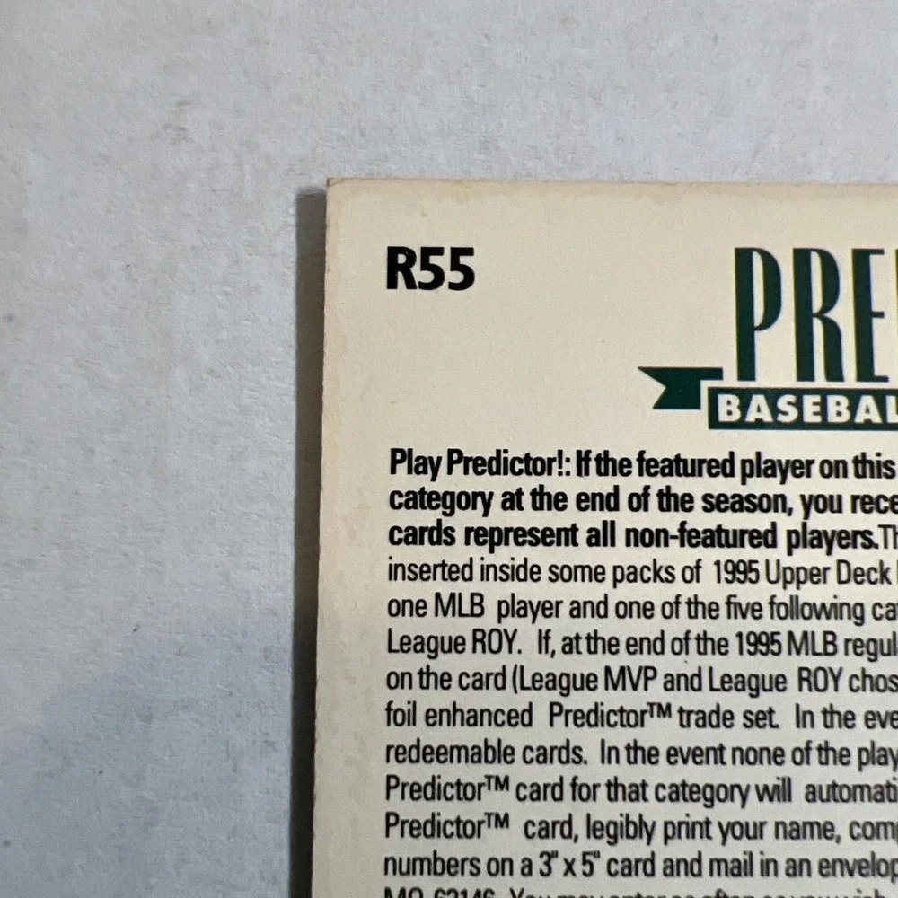 1995 Upper Deck Predictor Kirby Puckett R55 Batting Leader Minnesota Twins MLB